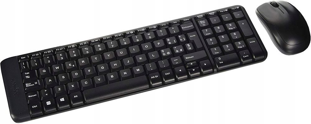 zestaw bezprzewodowa klawiatura i mysz logitech czarnamk220 j.włoski