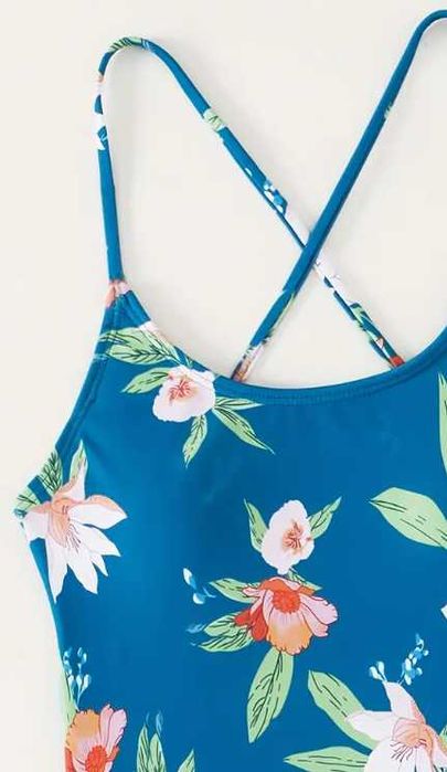 Jednoczęściowy Strój Kąpielowy Turkusowy w Lilie rozmiar XL