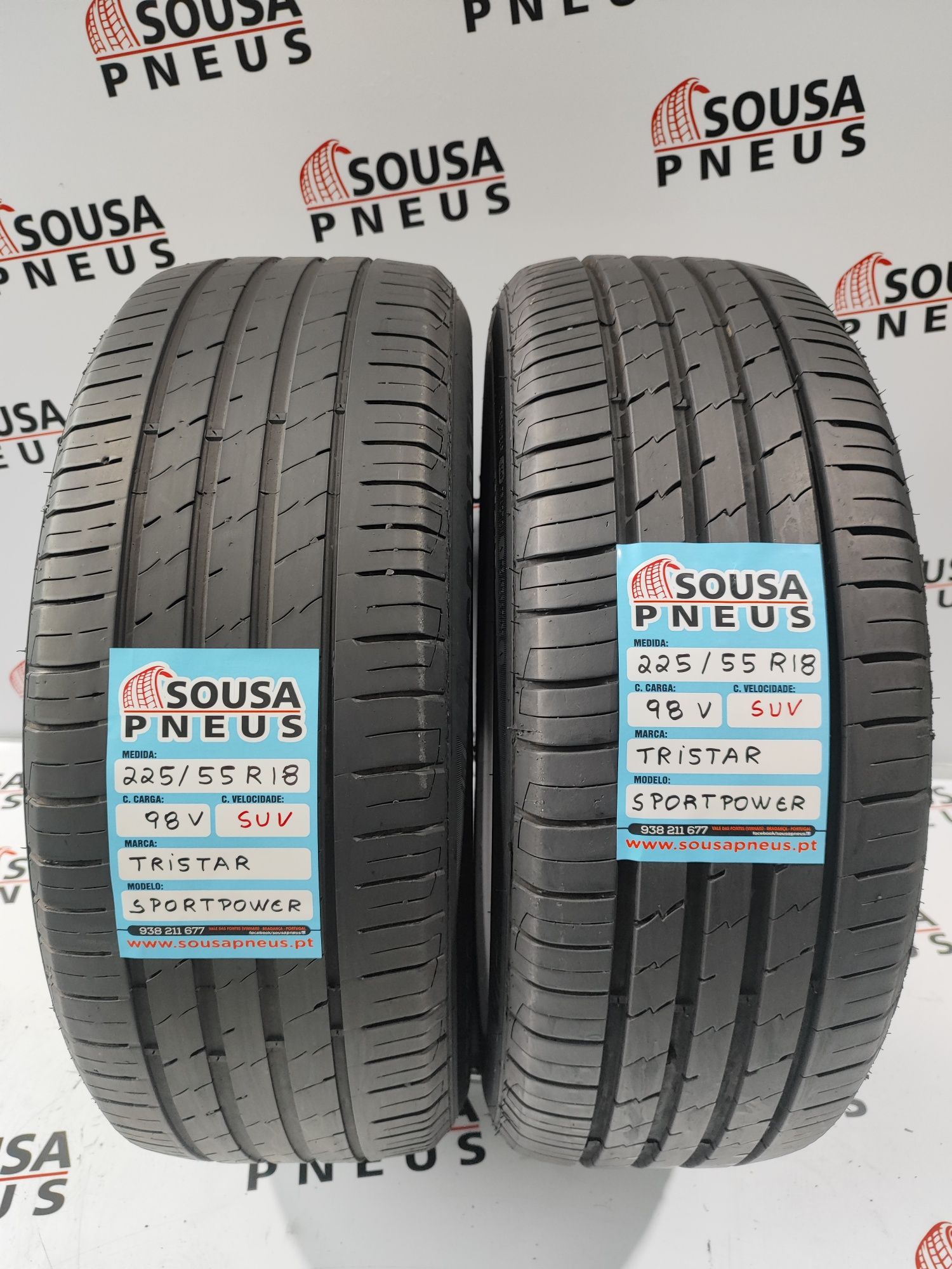 130 Euros 2 pneus semi novos 225-55R18 Tristar - Oferta dos Portes