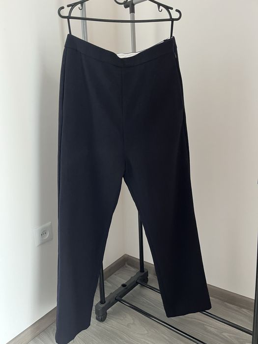 Темно сині вовняні штани класичні прямі брюки céline,