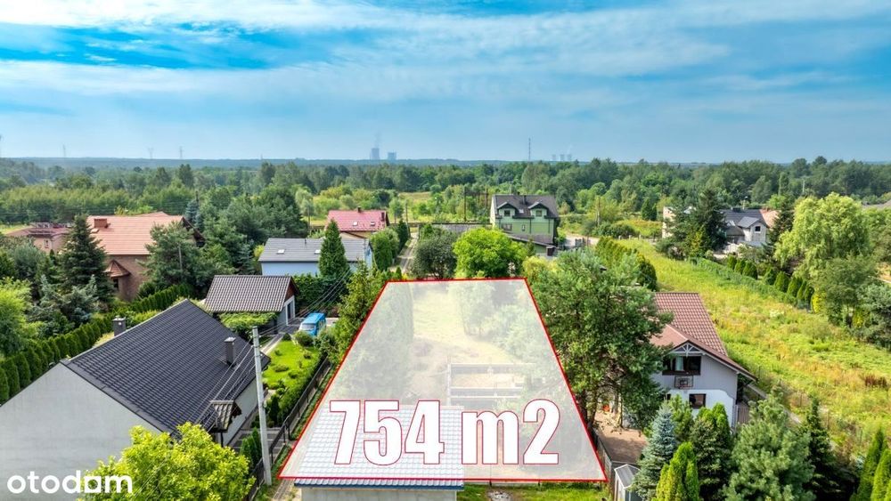 Działka budowlana 754 m² z dostępem do mediów i projektem na dom