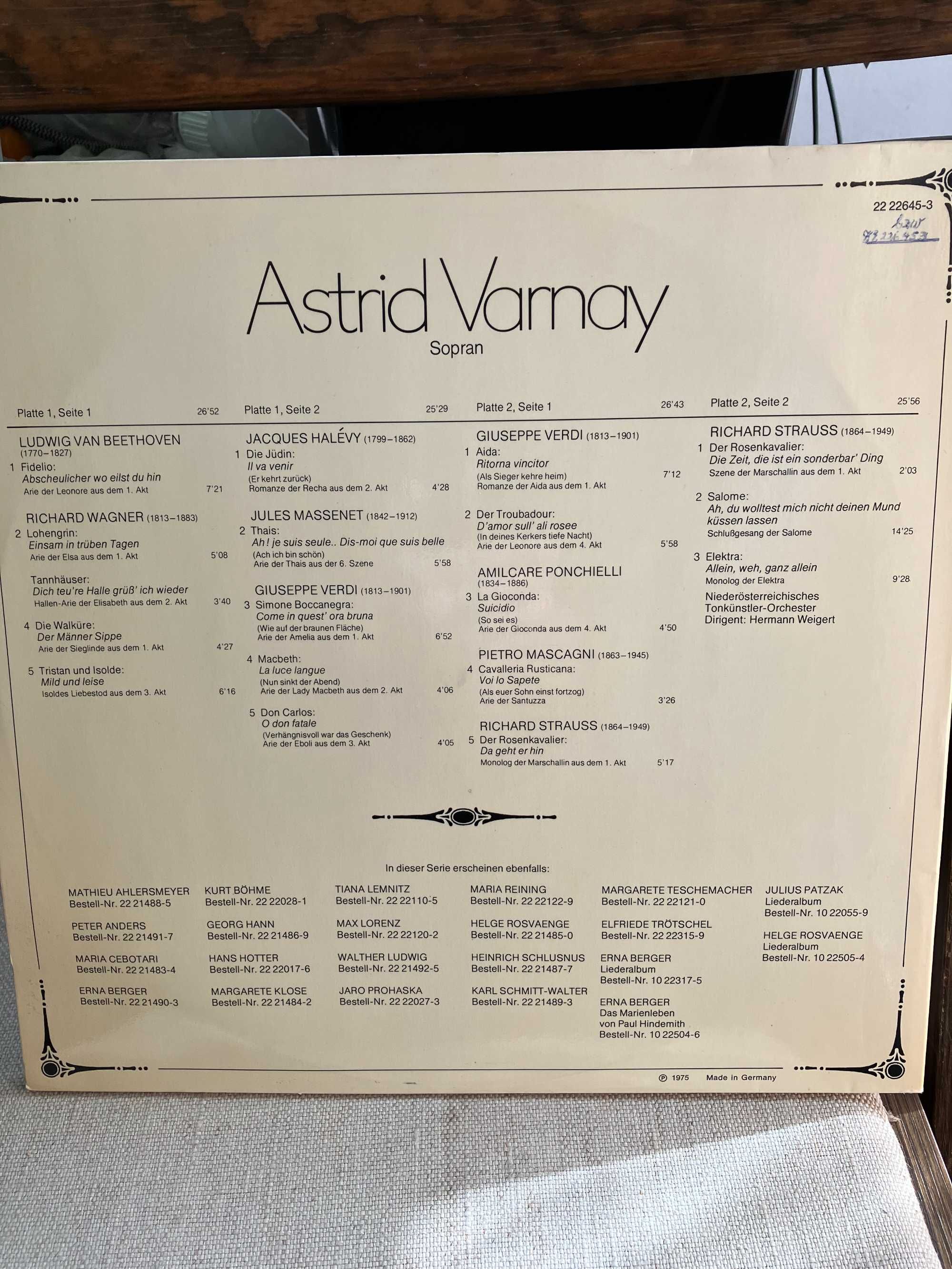 winyl  / album  Astrid Varnay  sopran      mint