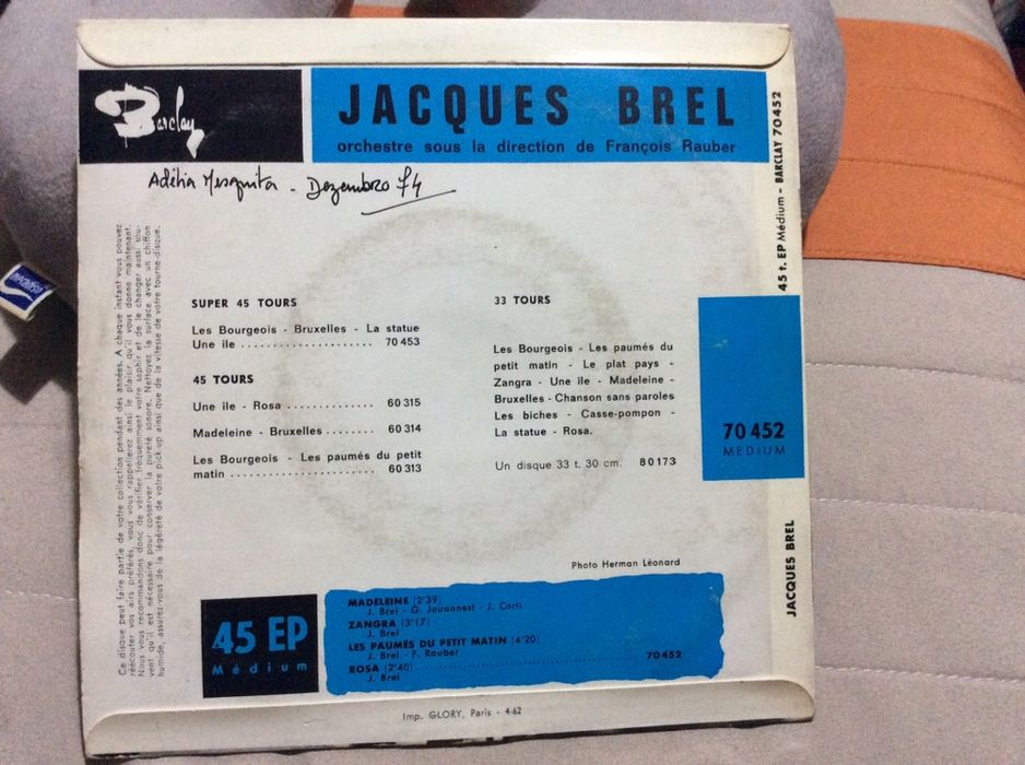 Jacques Brel ‎Les Paumés Du Petit Matin 1962 França