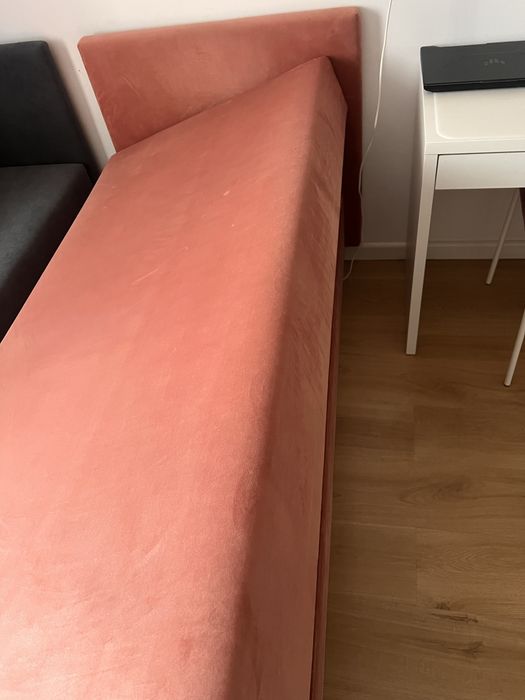 Łóżko welurowe różowe 80x190