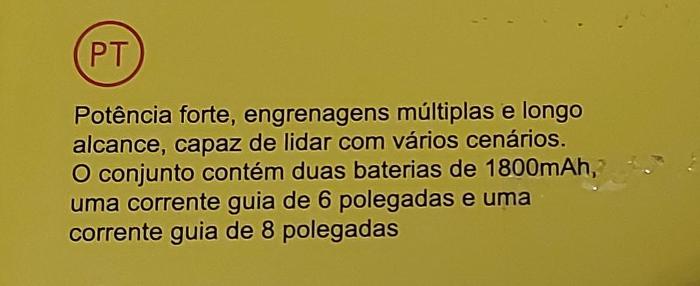 NOVO - Motoserra elétrica sem fio com duas baterias