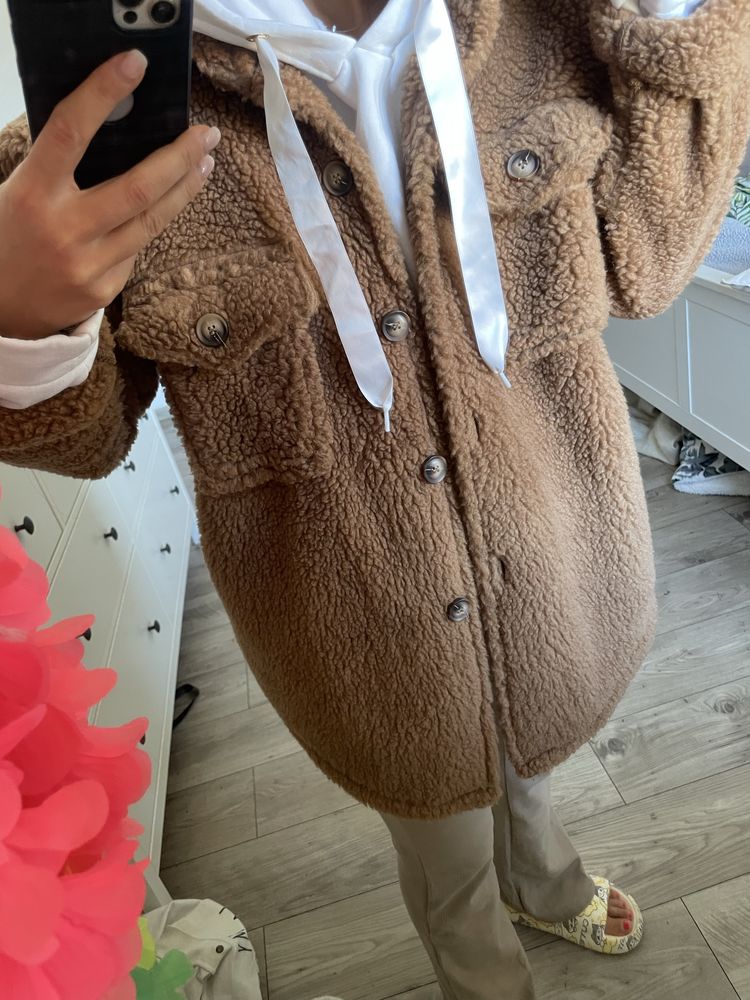 Kurtka bluza teddy misiu S brazowa beżowa