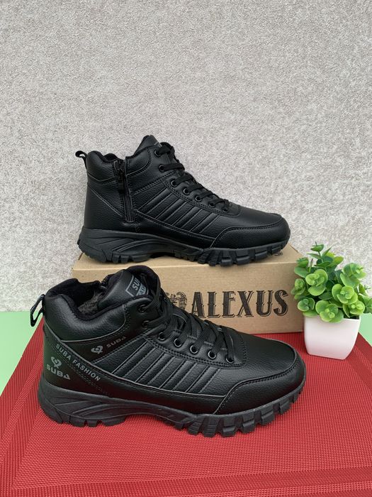 Кросівки чоловічі зимові кожані чорні р41.42.43.44.45