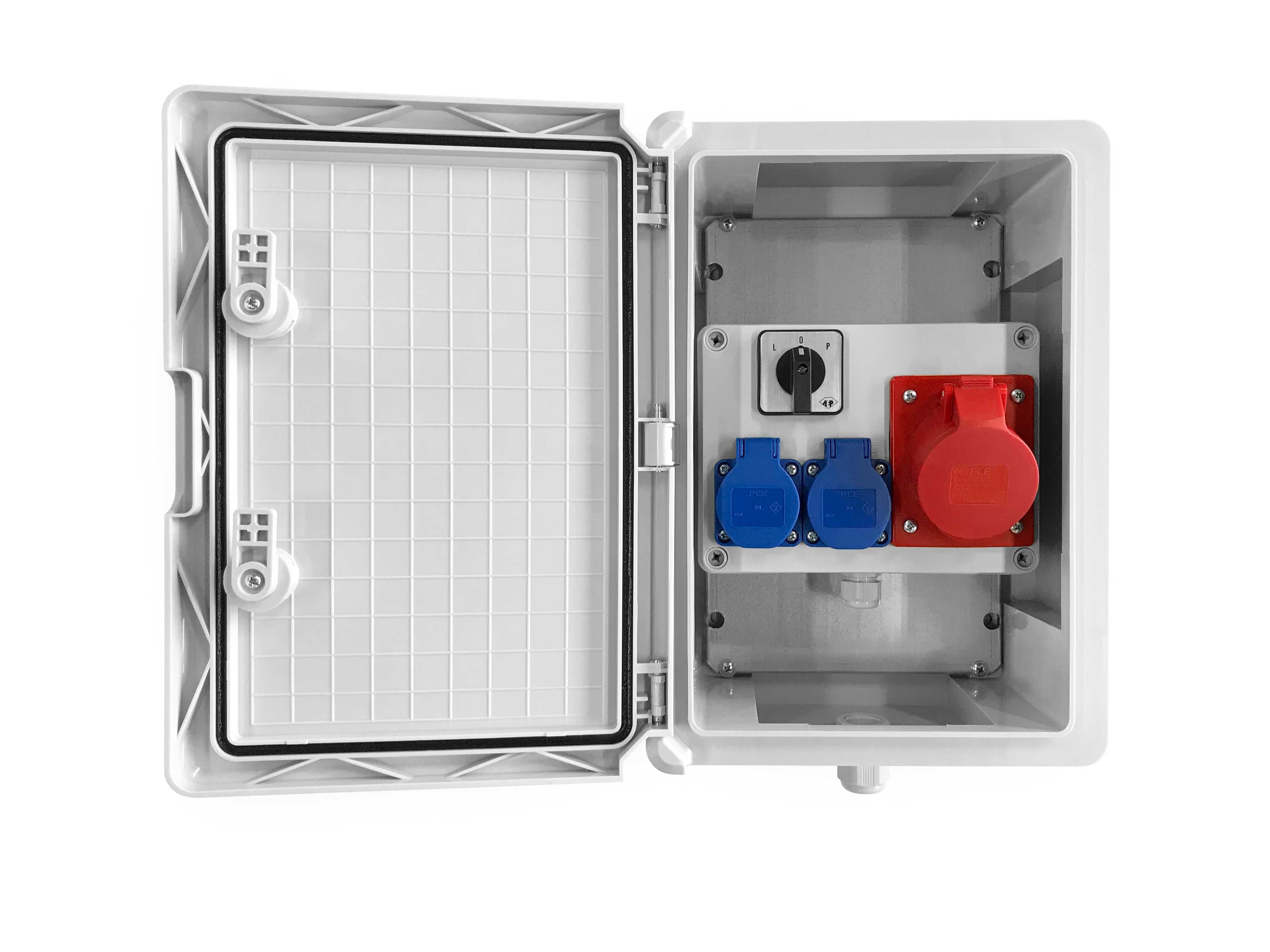 Skrzynka hermetyczna IP65, gniazda 2x16A 230V | 1x16A 5P 400V + L-0-P