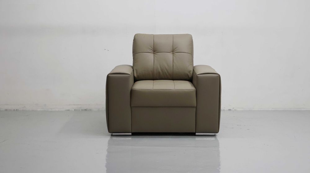 FOTEL SKÓRA naturalna MADRAS 4119 popielata skóra wygodny salon ładny