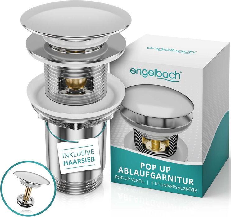 Uniwersalny zestaw odpływowy do umywalki – zawór odpływowy typu pop-up