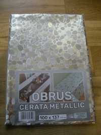 Obrus ceratowy metallic srebrny cerata kółka 100x137cm nowy pl