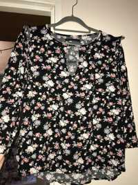 czarna bluzka w kwiaty house collection