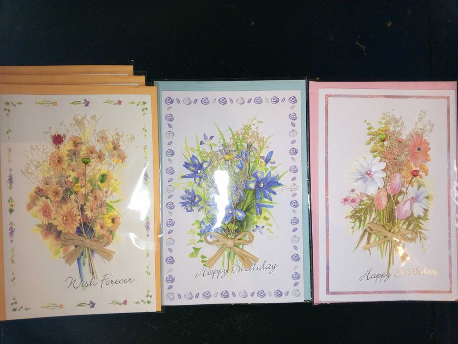 Открытки ручной работы флористические цветы с конвертом 14 на 21 см.