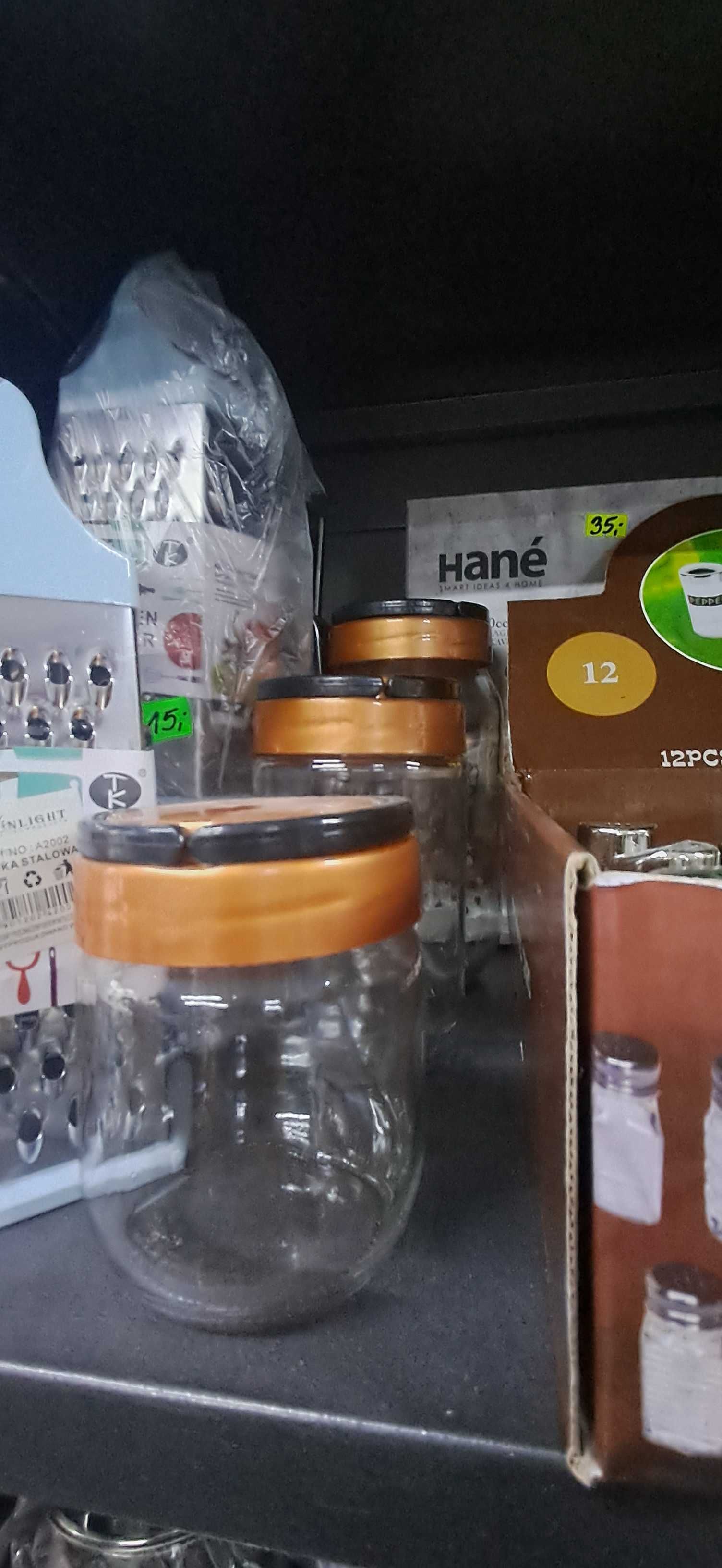 POJEMNIKI z pokrywkami NA ŻYWNOŚĆ MAKARON szklane 3 sztuki zestaw