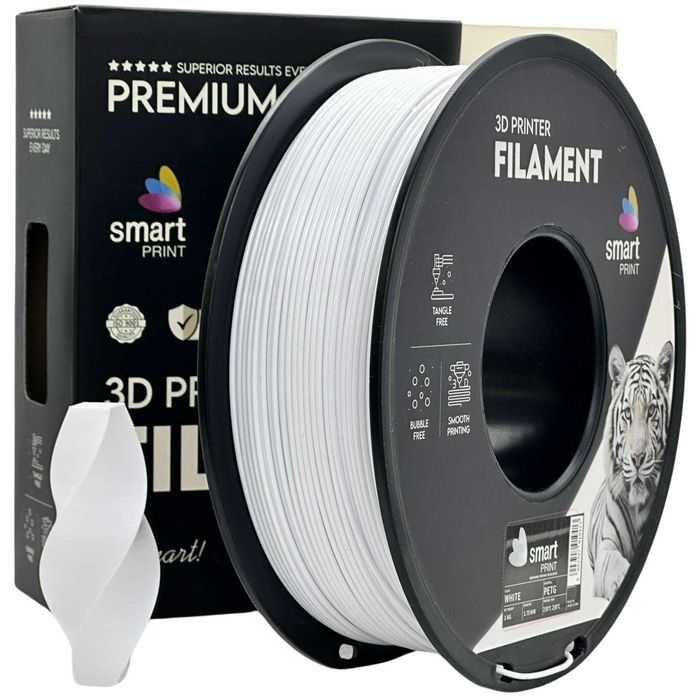 Filamento PETG Branco- Diametro 1,75mm - Bobina 1kg Preto Smart Print