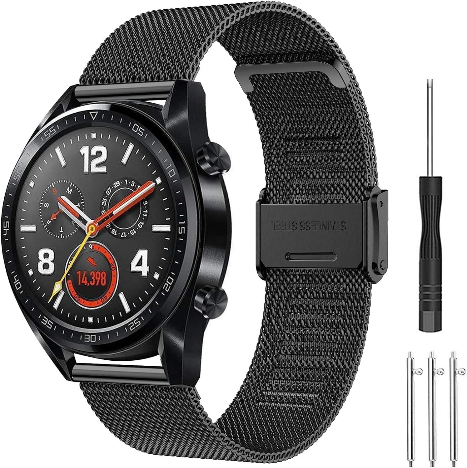 Hatolove pasek do smartwatch metalowy 22 mm siatka stal nierdzewna