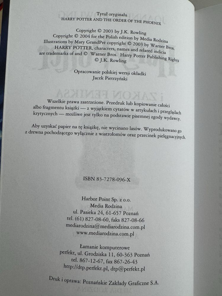 Harry Potter i Zakon Feniksa Pierwsze polskie wydanie!