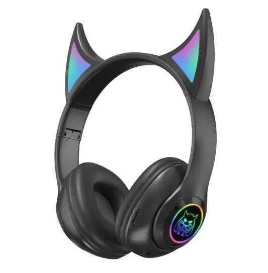 Дитячі навушники Bluetooth Cat STN-25 вушка сатани з RGB підсвіткою