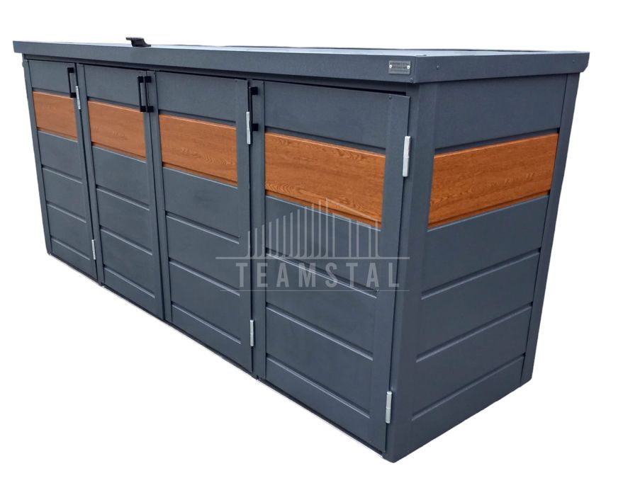 Zabudowa koszy na śmieci obudowa kubłów 275x80x120 cm 4x240L TS606