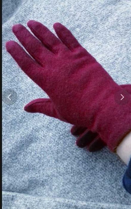 70% wełna nowe rękawiczki bordowe