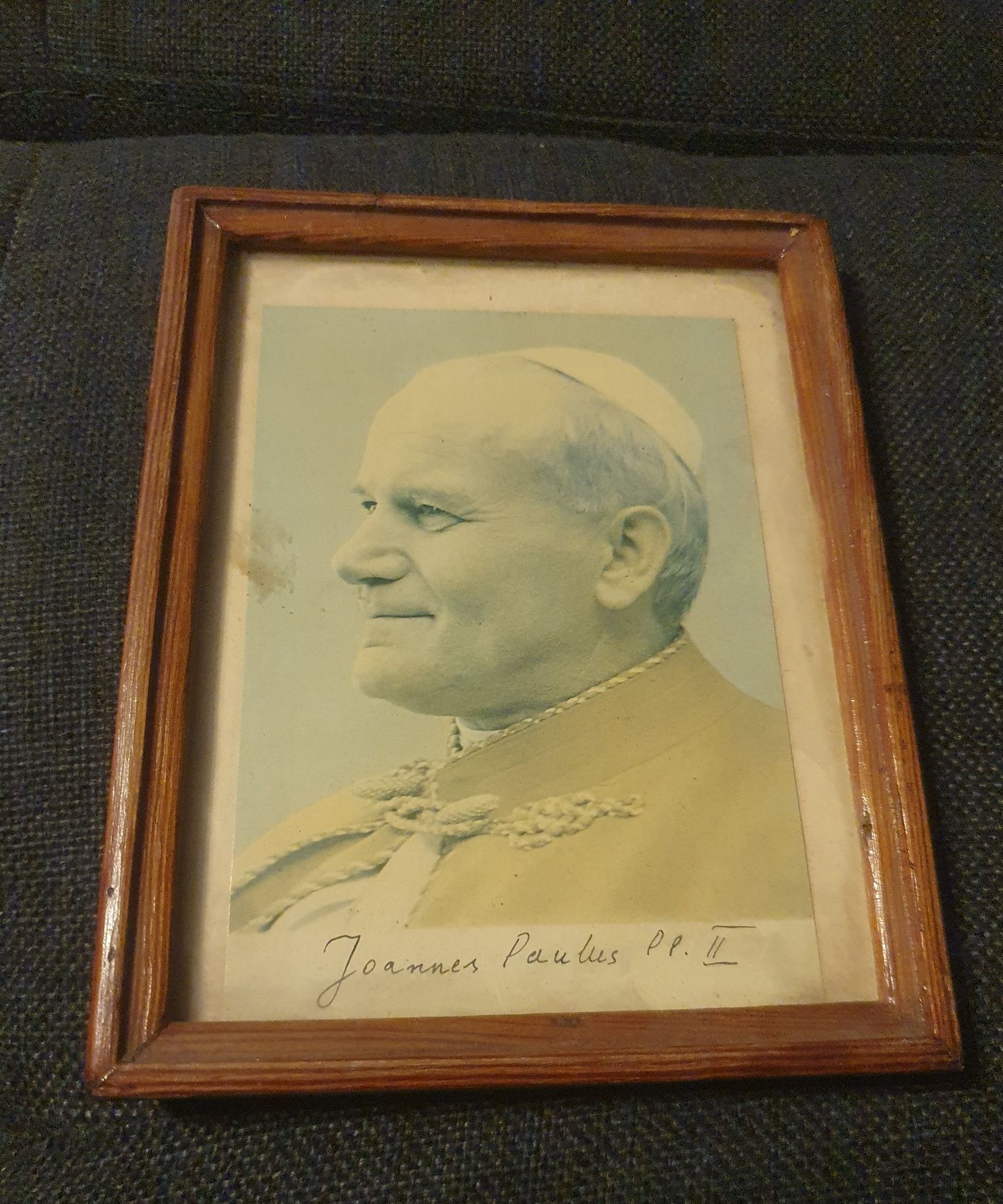 Stary obrazek w ramce Jan Paweł II