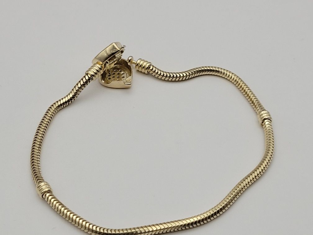 Nowa Złota bransoletka złoto próby 585, charms charmsy serce