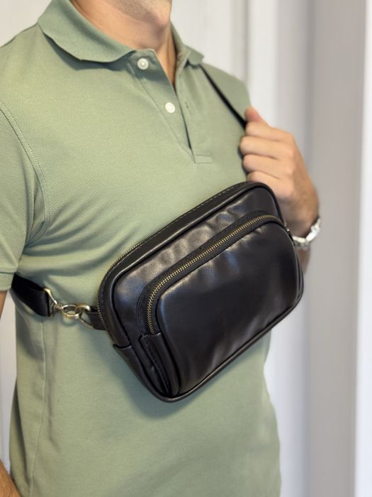 РОЗПРОДАЖ Сумка кожаная мужская бананка шкіряна чоловіча