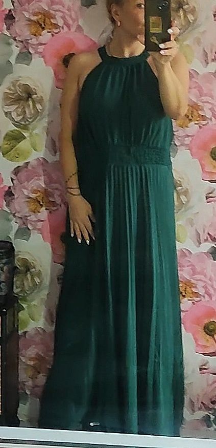 długa Długa maxi elegancka sukienka butelkowa zielen wesele plussize 4
