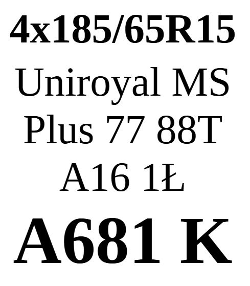 2x 185/65R15 Uniroyal MS Plus 77 88T 6,06mm