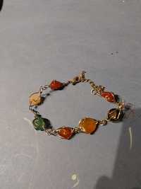 Pulseira de arame de prata com pedras