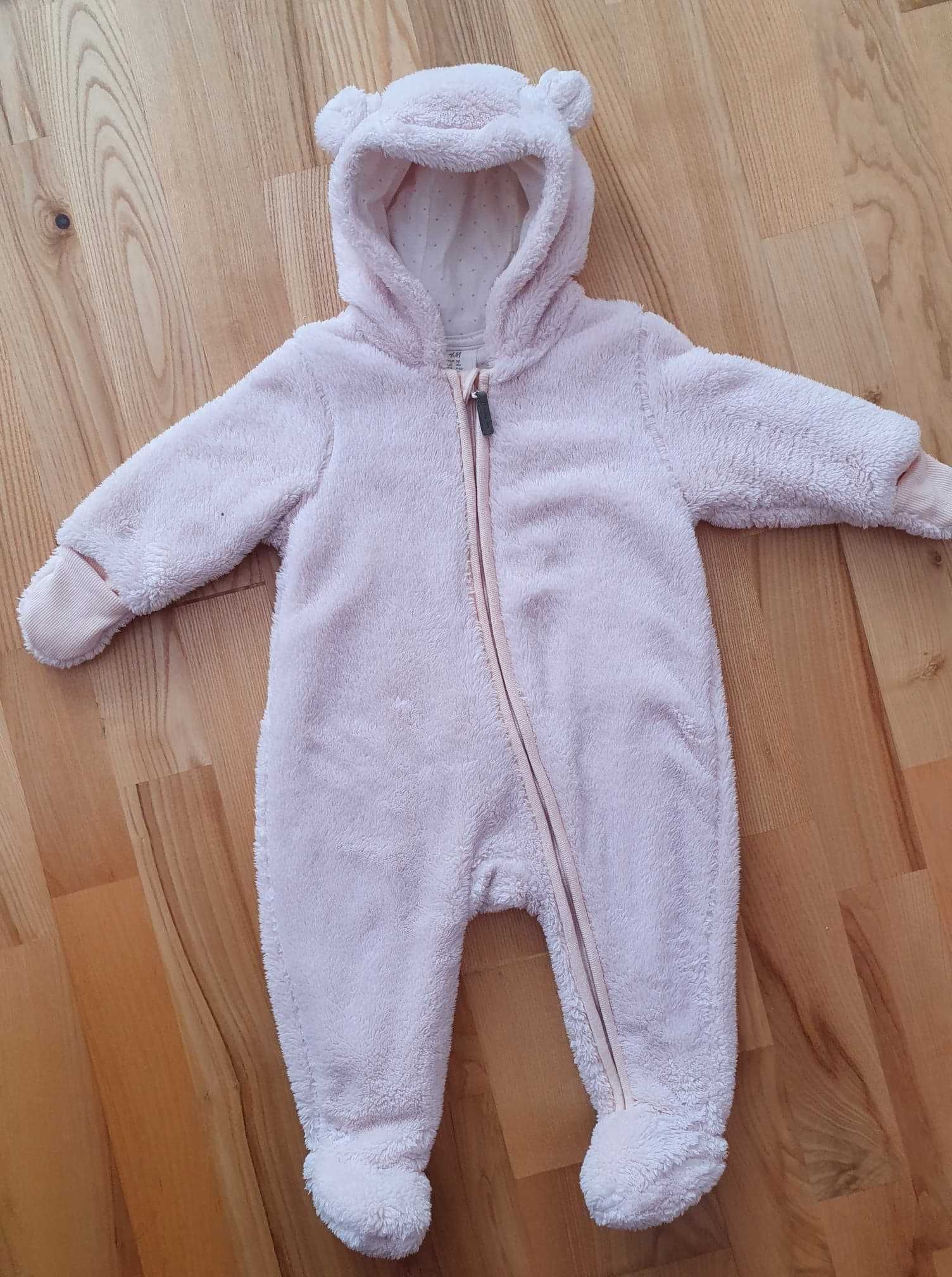 Kombinezon H&M r. 68 Futerkowy kombinezon z uszkami