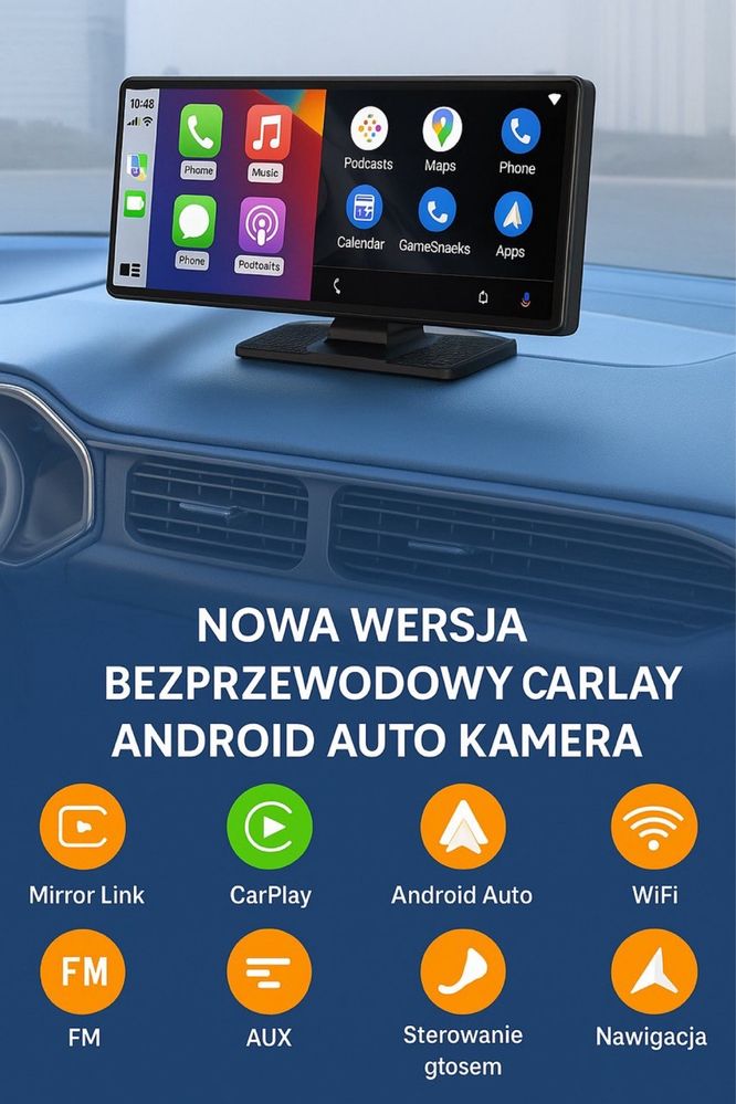 Android Auto Stacja multimedialna wideorejestrator Apple Carplay radio