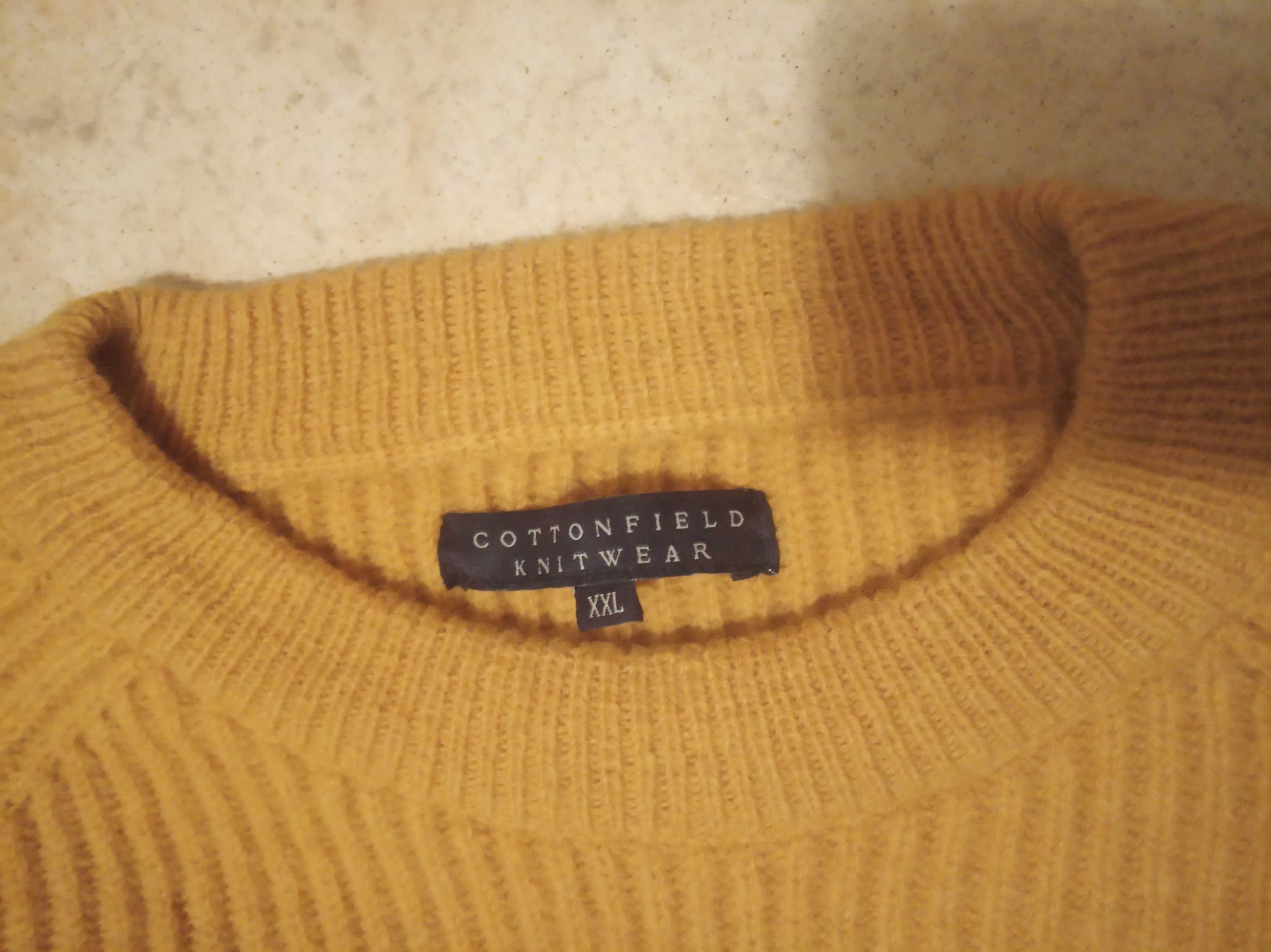 Sweter męski COTTONFIELD , Nowy, kolor żółty, rozmiar XXL
