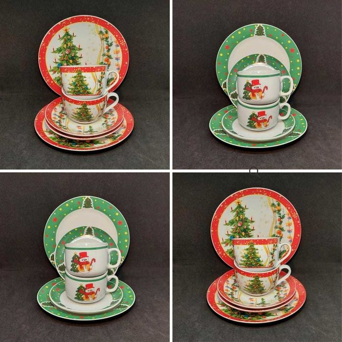 ВИНТАЖНЫЙ новогодний сервиз ГЕРМАНИЯ фарфор чашки тарелки Новый Год