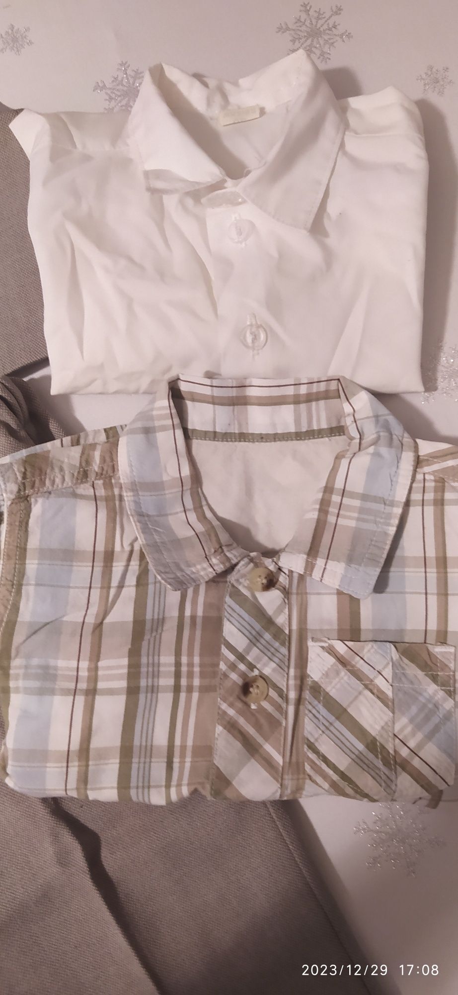 Garnitur, kamizelka, spodnie szare rozmiar 80, dwie koszule