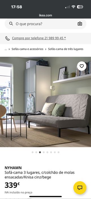 Sofa cama de 3 lugares sem capa exterior, preço negociavel