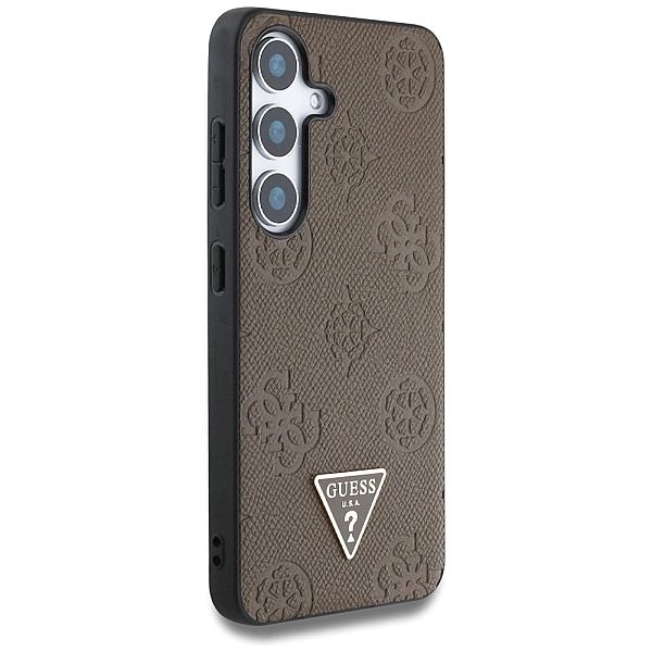 Etui Guess Grained Hot Stamp Peony Pattern Triangle Logo MagSafe na Sa