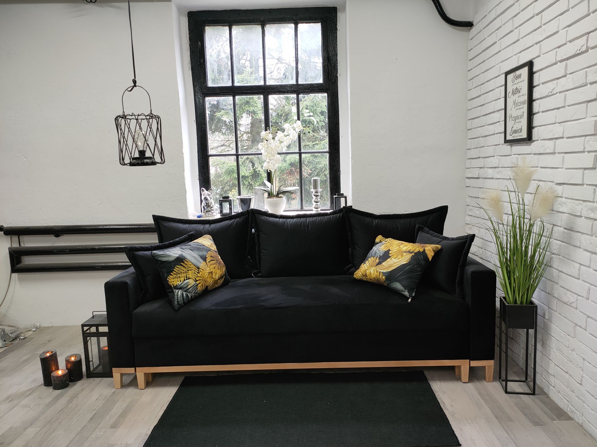 Sofa, kanapa Tokio, sprężyny welur drewno