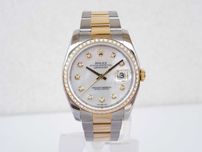 Rolex Datejust 36mm Oyster Steel 18KYellow Gold MOP Diamond Dial Bezel