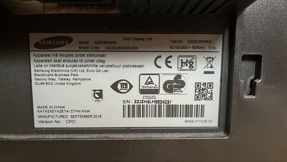 Monitor Samsung 22” S22E450MW