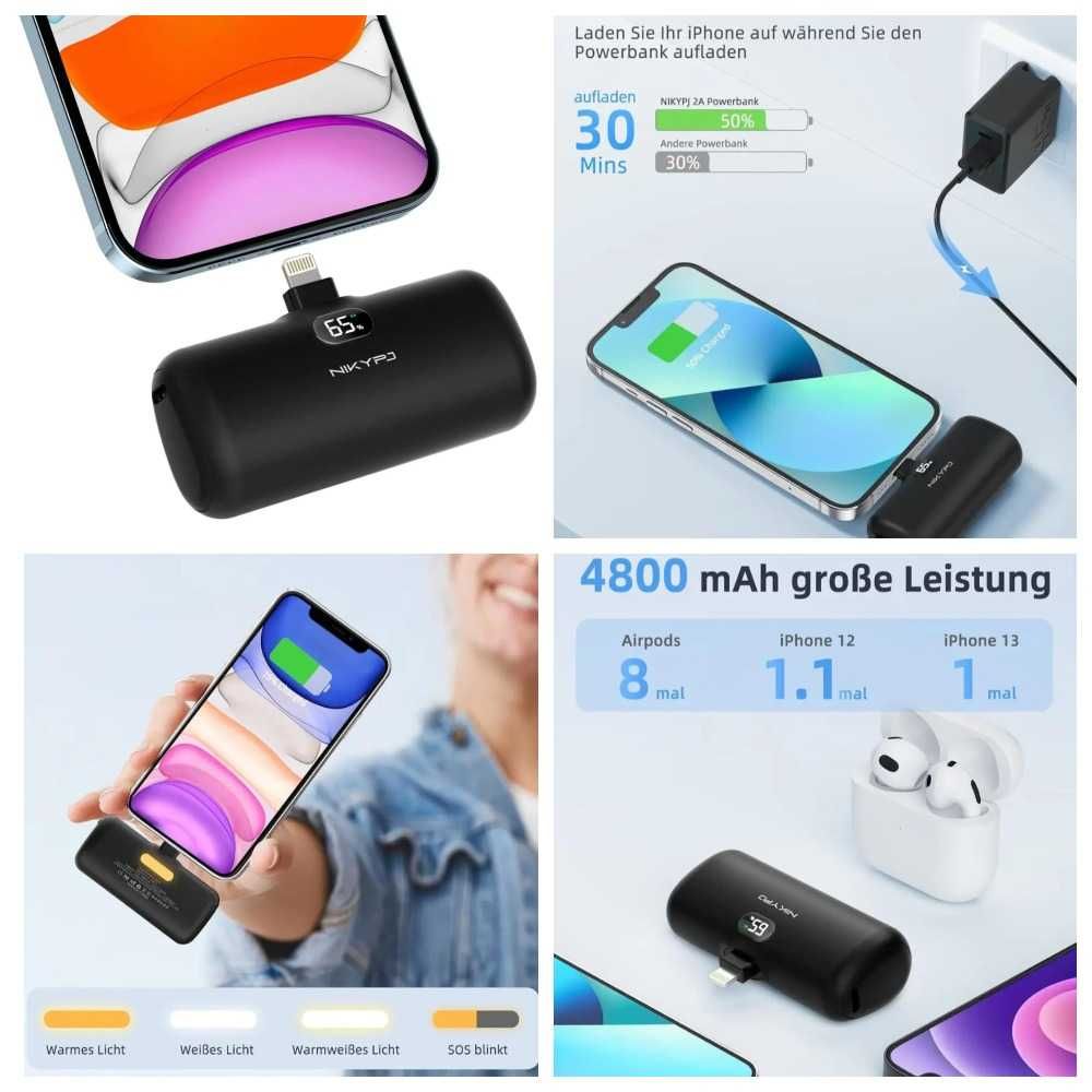NIKYPJ Powerbank с дисплеем 4800 мАч, разъем Lightning