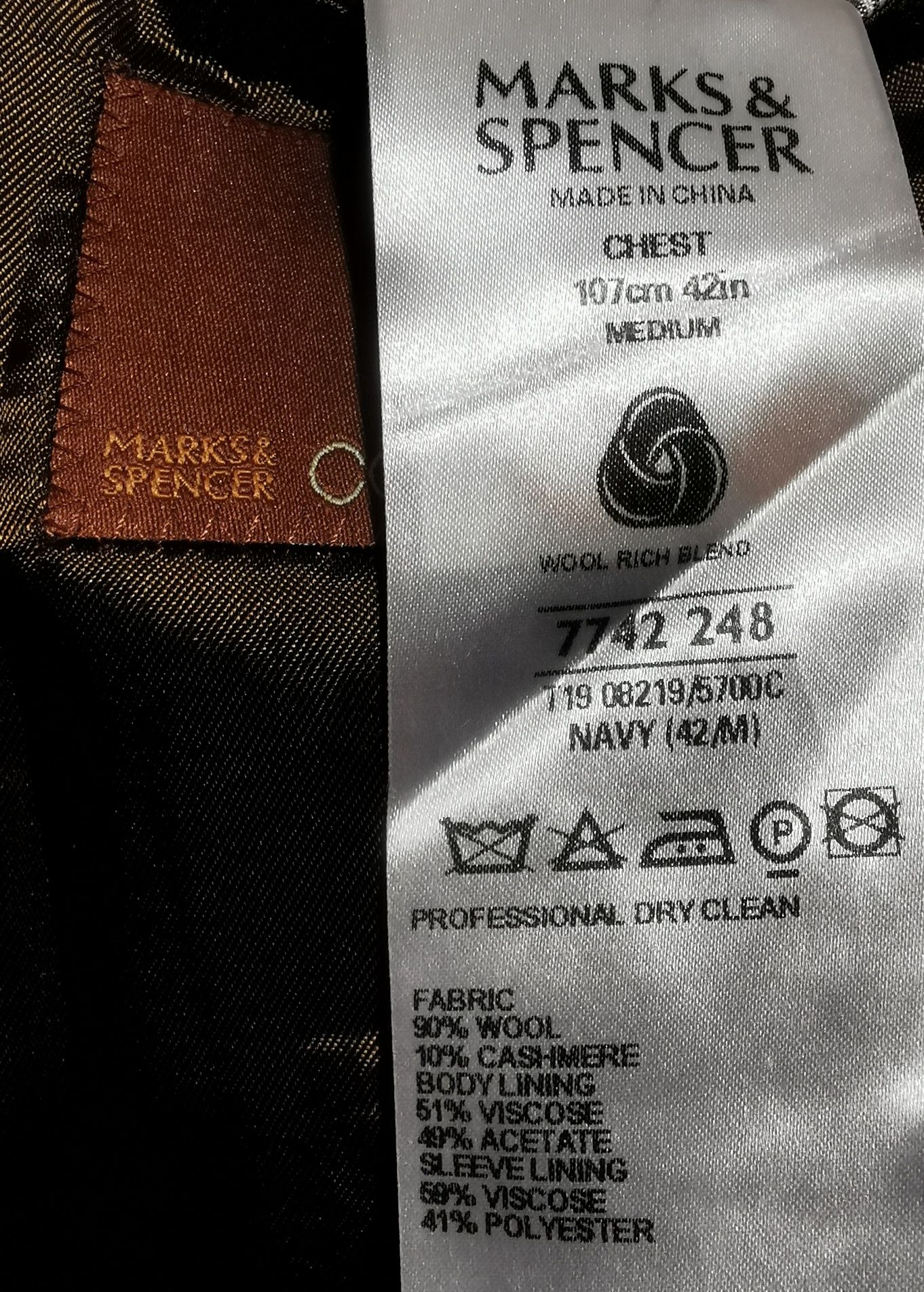 Marynarka Mark & Spencer wełna kaszmir unisex żakiet