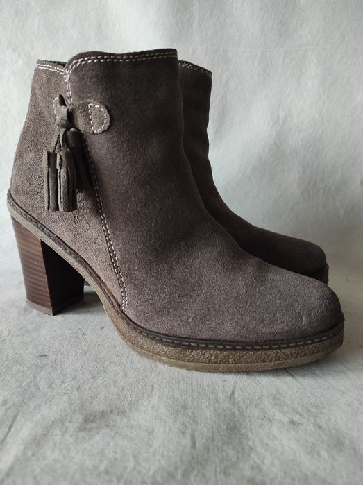 Lasocki botki na słupku brązowe beżowe skóra naturalna nr 37/24 cm