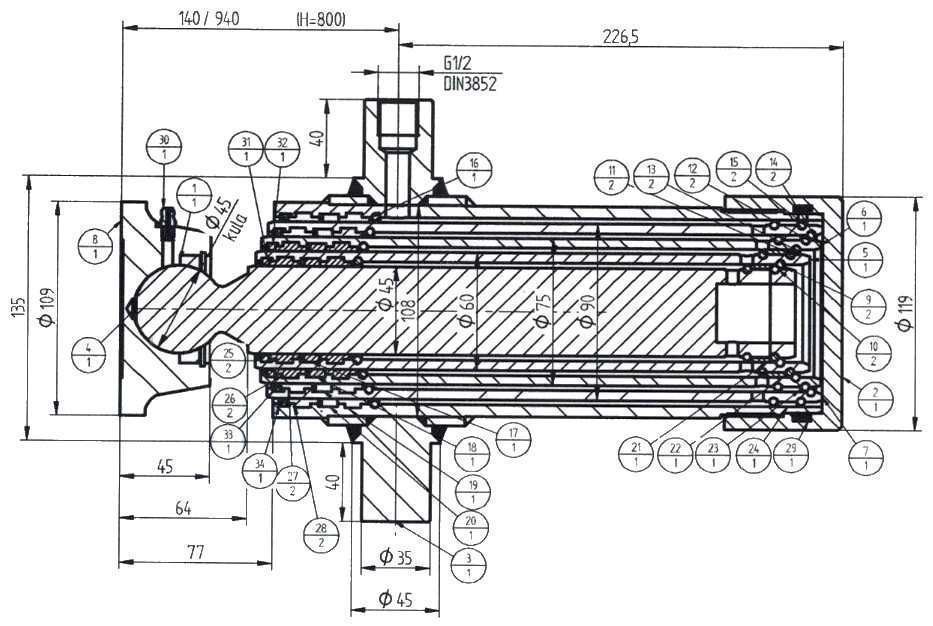 Zestaw hydrauliczny wywrotu kipra 2 - 2,8 metra 800 [7151]
