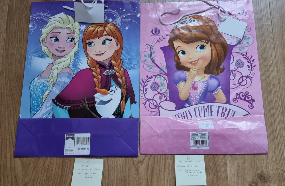 Zestaw torebek prezentowych dla dzieci Minnie, Frozen, Zosia