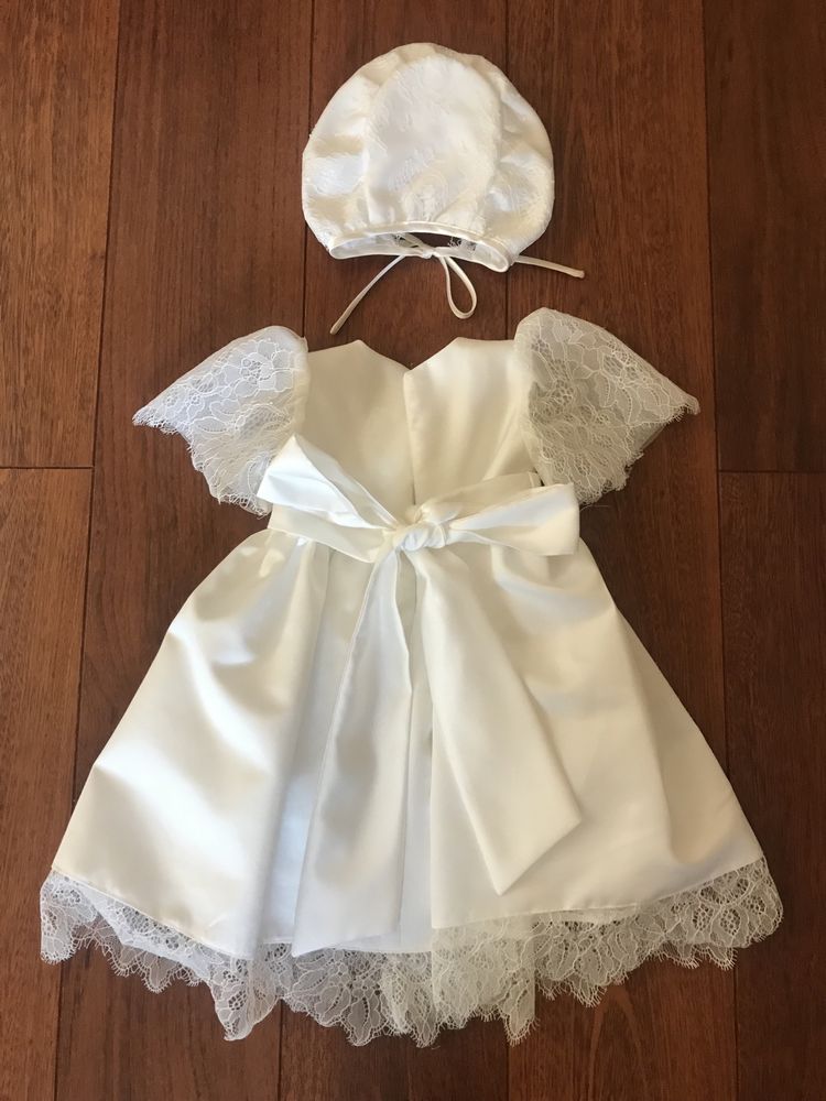 Sukienka i czepek na chrzest Petite Maison rozmiar 68