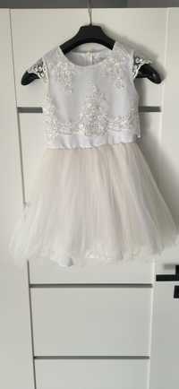 Sukienka biała komunia wesele Mała Mi 134 140