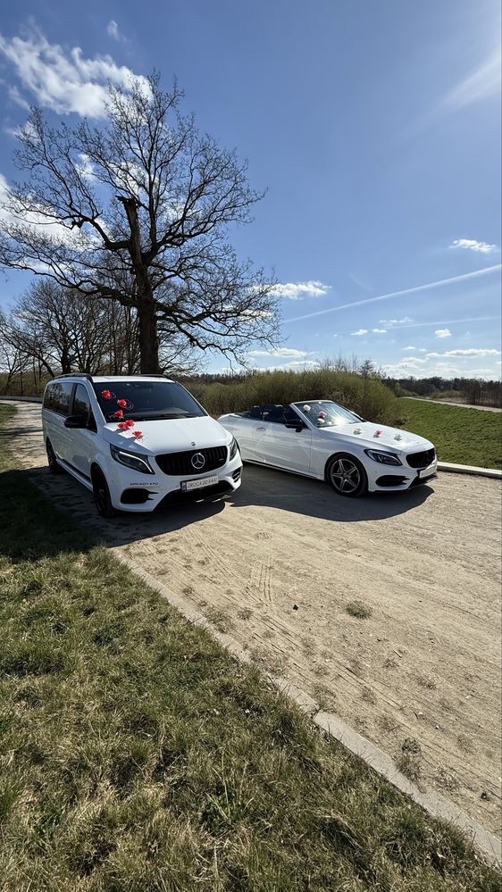 Samochód do ślubu. Auto na ślub. Mercedes V Klasa, C Cabrio z kierowcą