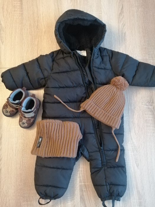 KOMPLET kombinezon zimowy, buciki, czapka