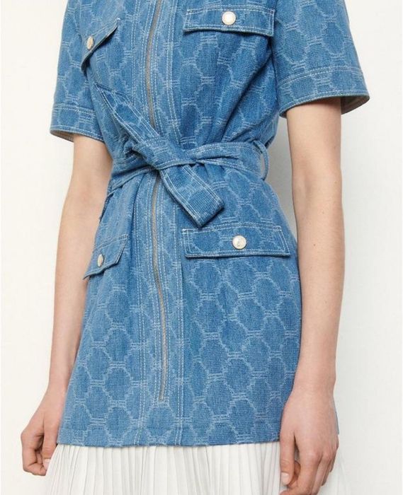 Джинсова сукня с поясом sandro paris  сарафан джинсовое платье